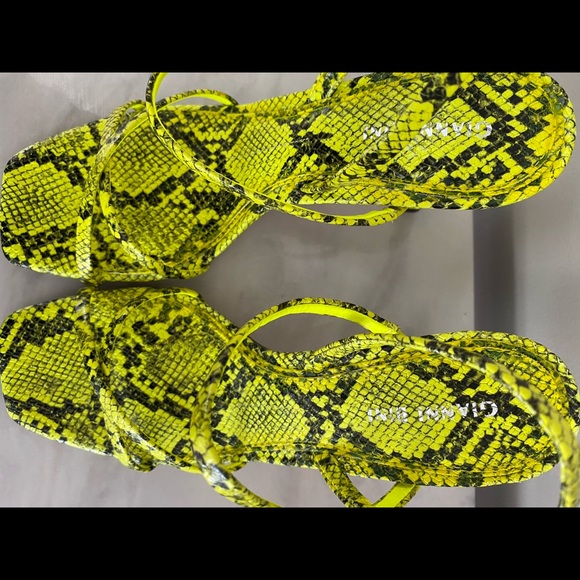 Gianni Bini Yellow Neon Snake Print Sandals - Picture 6 of 10